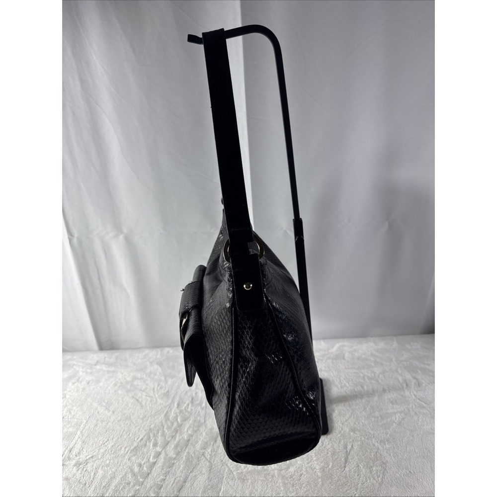 Vintage Anne Klein Black Textured Leather Shoulder Bag - Picture 2 of 6